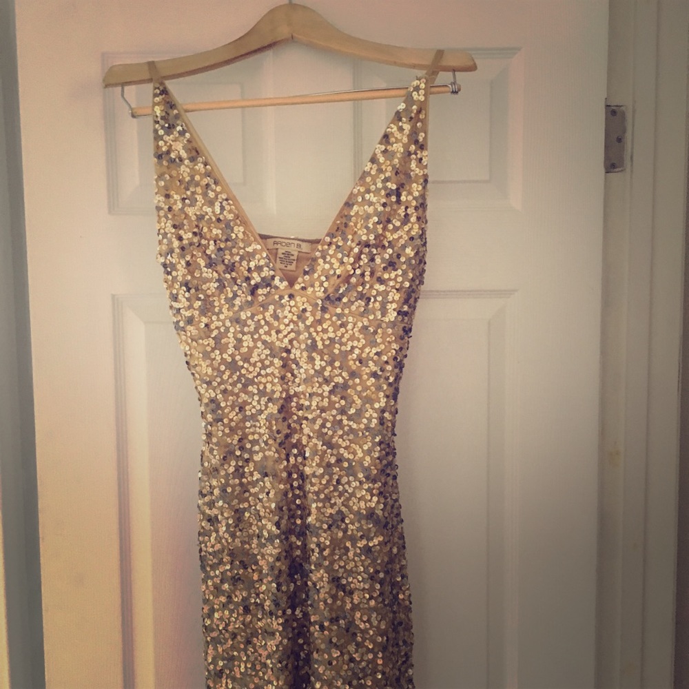 Gold and silver sequin mini dress